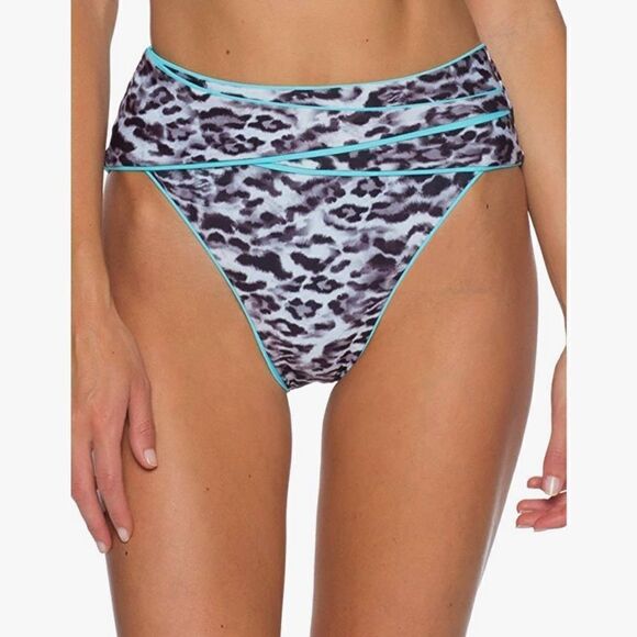 Becca by Rebecca Virtue Women's Stella Animal Print High Waist Bikini Bottom - Picture 1 of 7